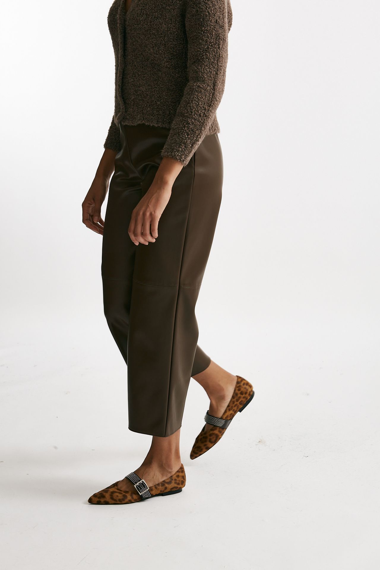 Pantalone ampio AMATI in eco pelle marrone women Max mara s - 4