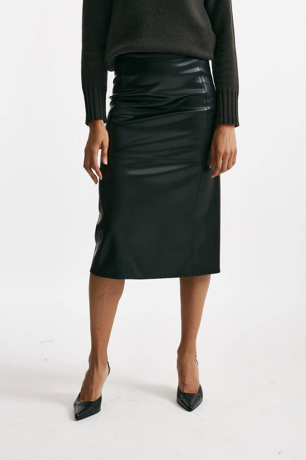 Gonna midi PLATA in eco pelle nero women Max mara s