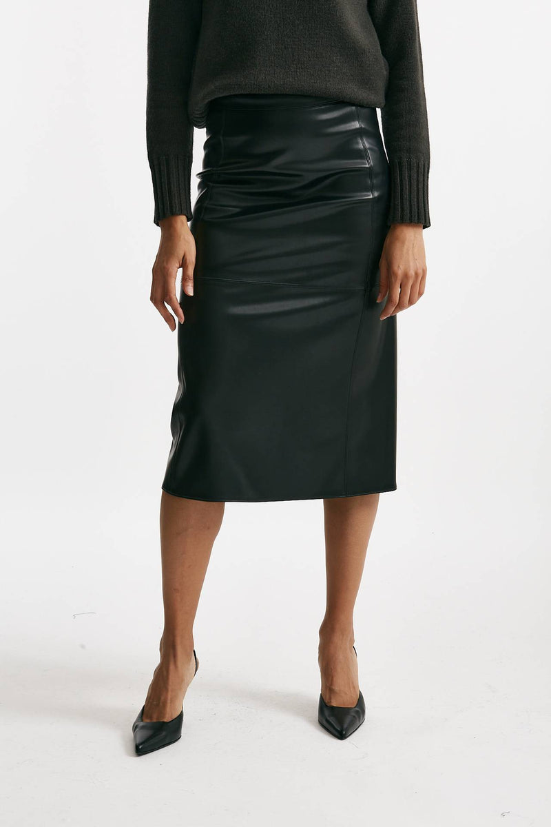 Gonna midi PLATA in eco pelle nero women Max mara s - 1