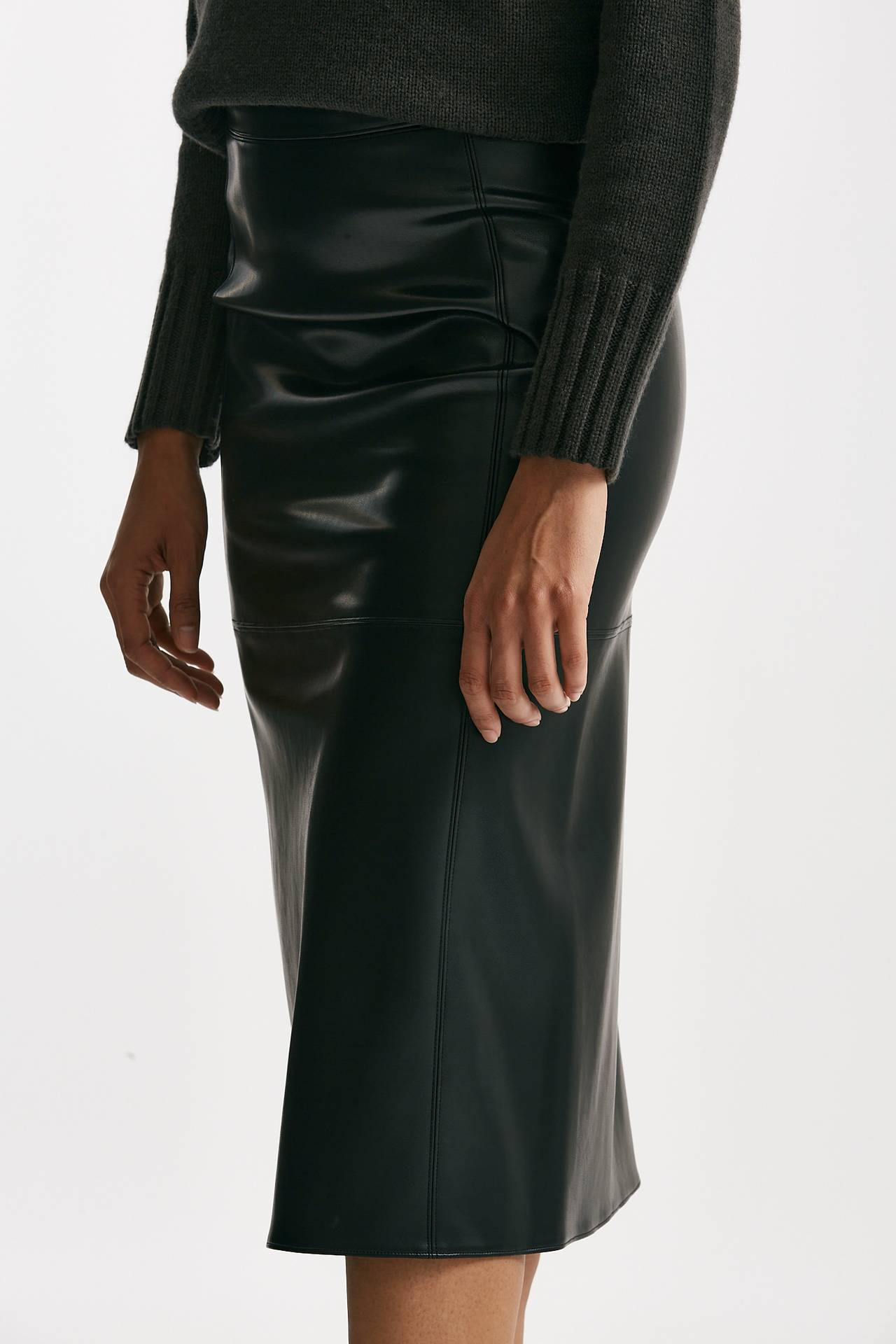 Gonna midi PLATA in eco pelle nero women Max mara s - 3