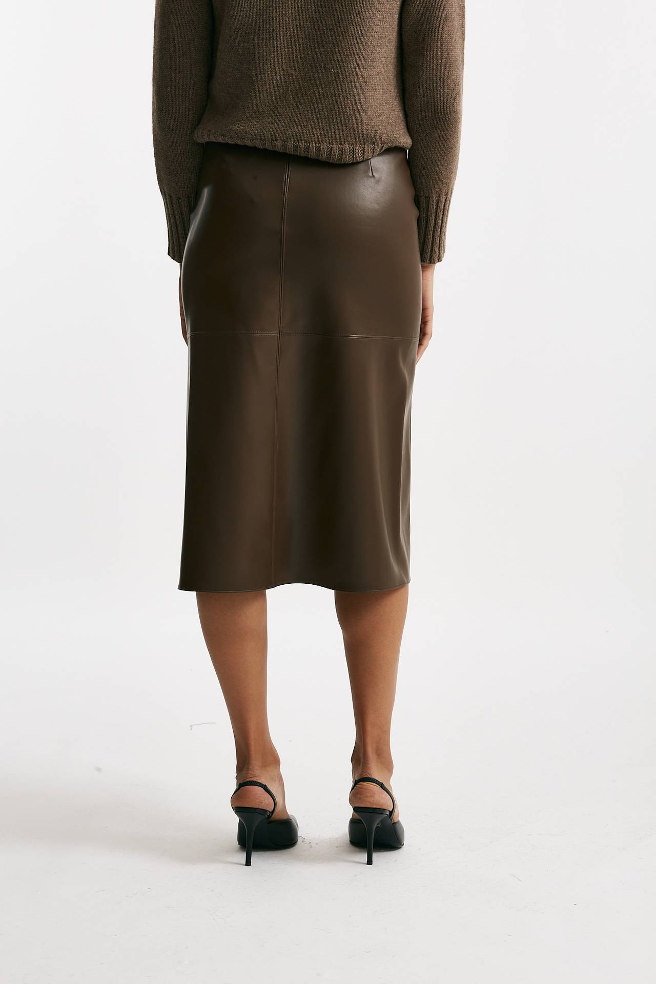 Gonna midi PLATA in eco pelle marrone women Max mara s - 3