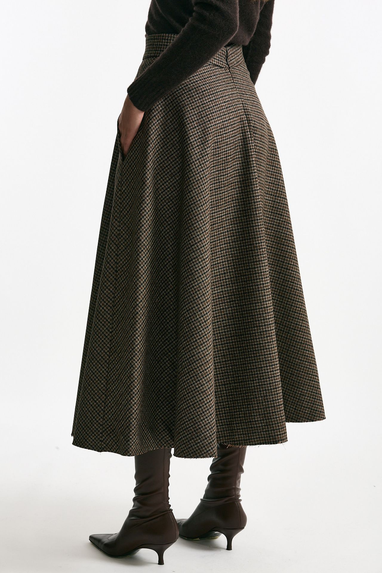 Gonna a ruota in lana check marrone women Nine in the morning - 3