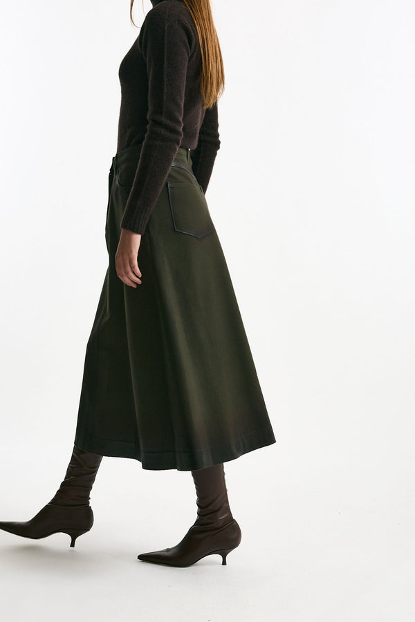 Gonna svasata di lana e cashmere verde bosco women Nine in the morning