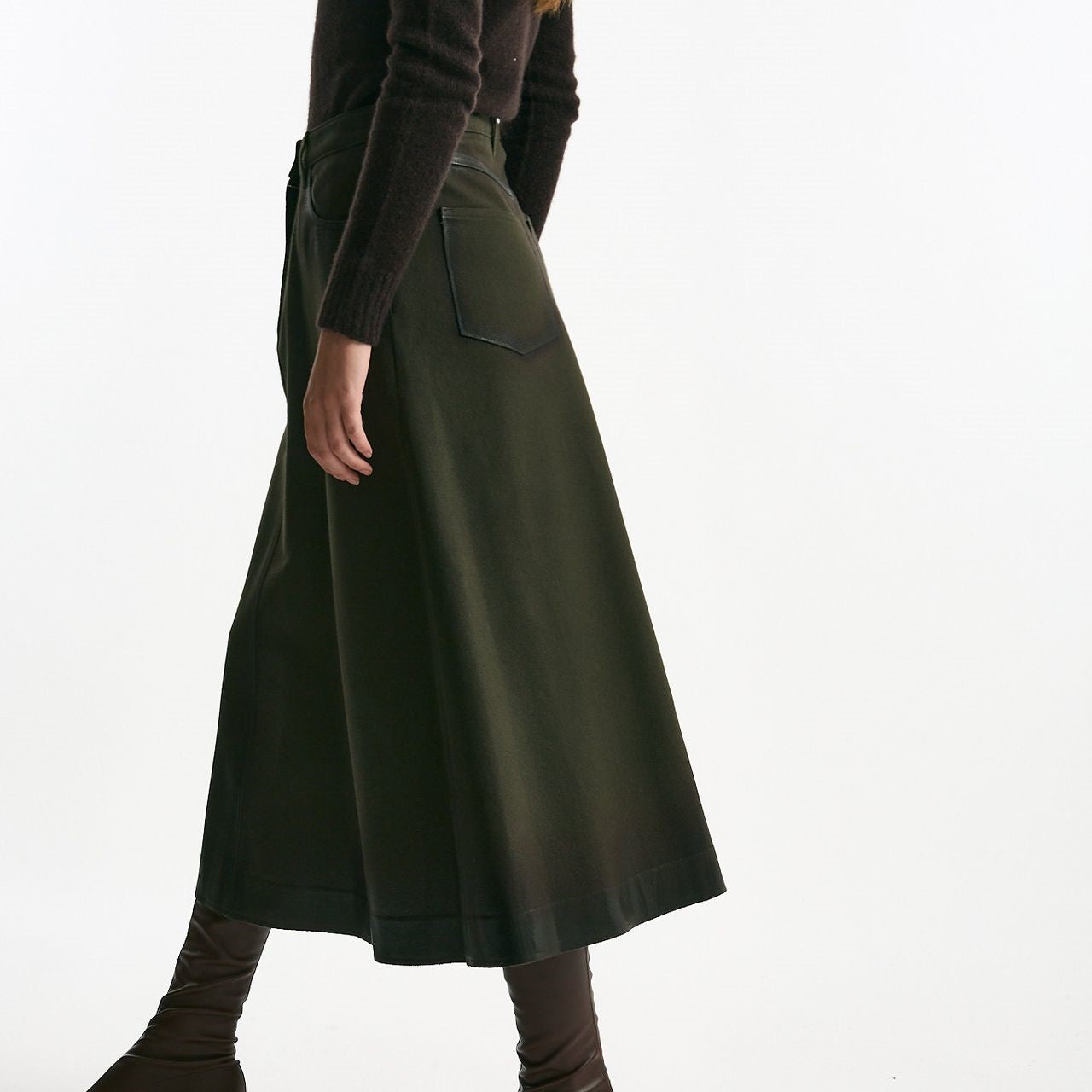 Gonna svasata di lana e cashmere verde bosco women Nine in the morning - 6