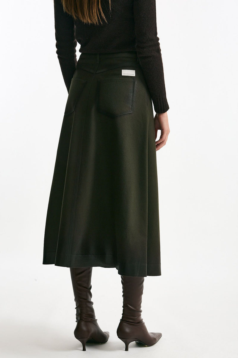 Gonna svasata di lana e cashmere verde bosco women Nine in the morning - 3