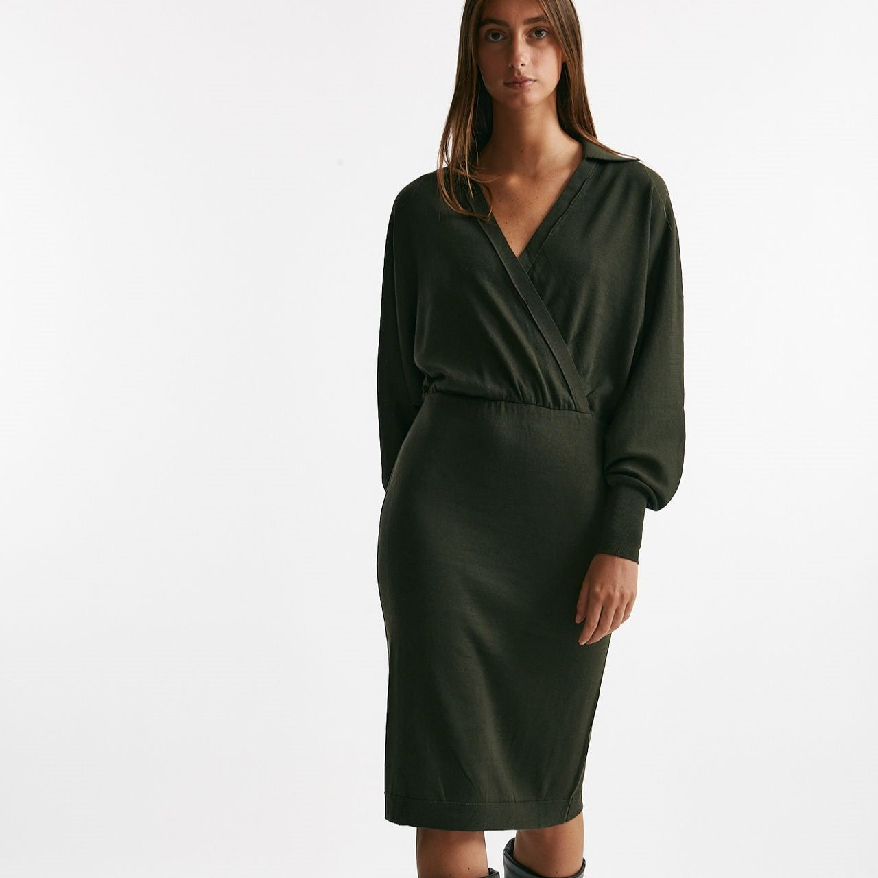 abito in maglia verde oliva women Nude - 7