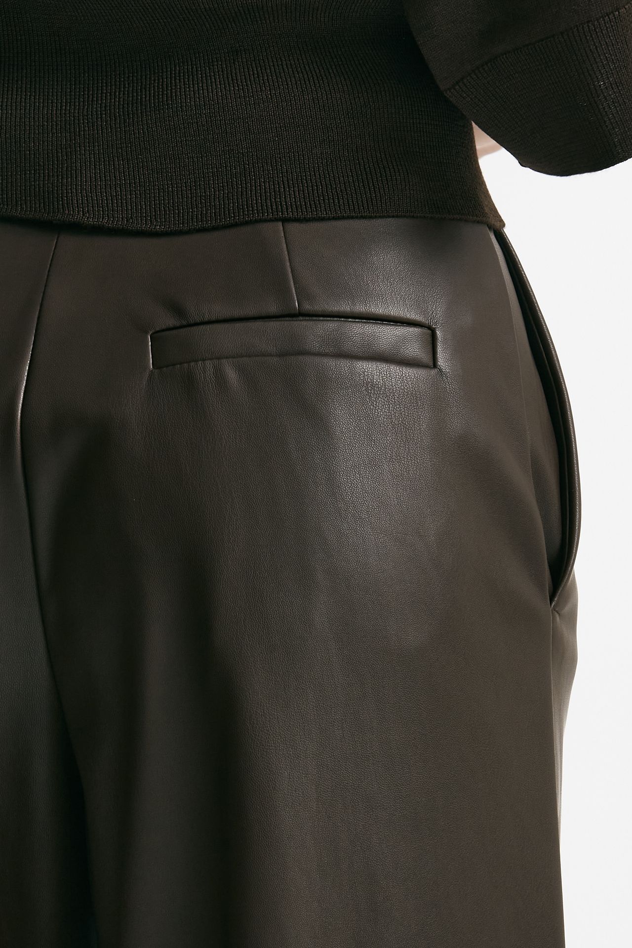 pantalone vita alta ampio eco pelle cioccolato women Nude - 7