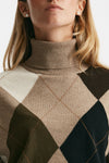 maglia collo alto fantasia rombi women Nude - 5