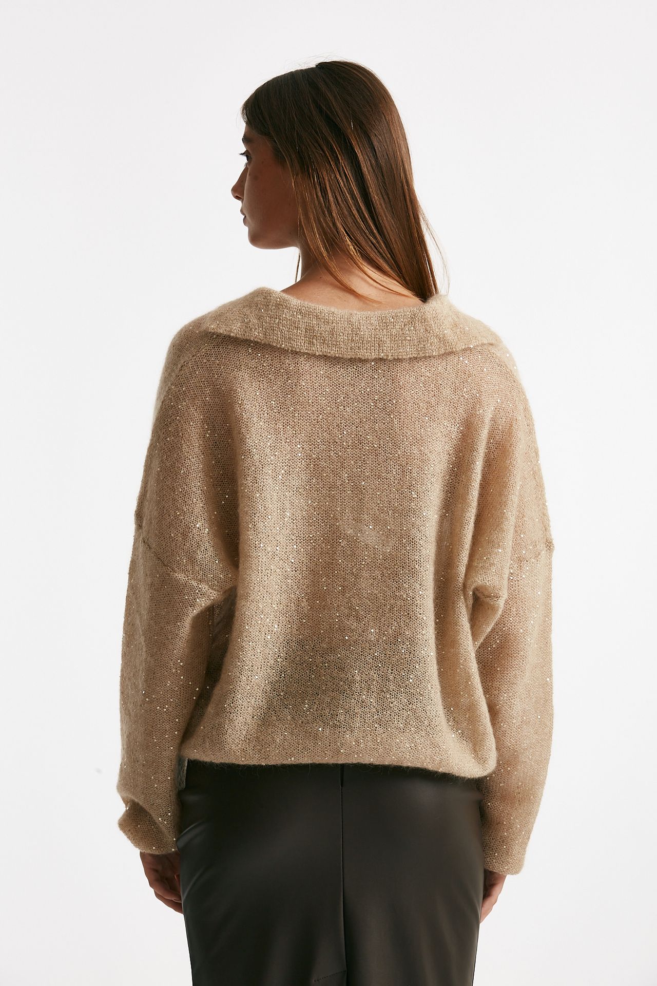 maglia micro-paillettes cammello women Nude - 3