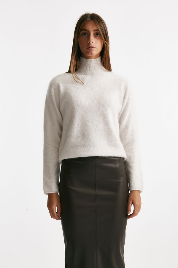 maglia collo alto bianco panna women Nude