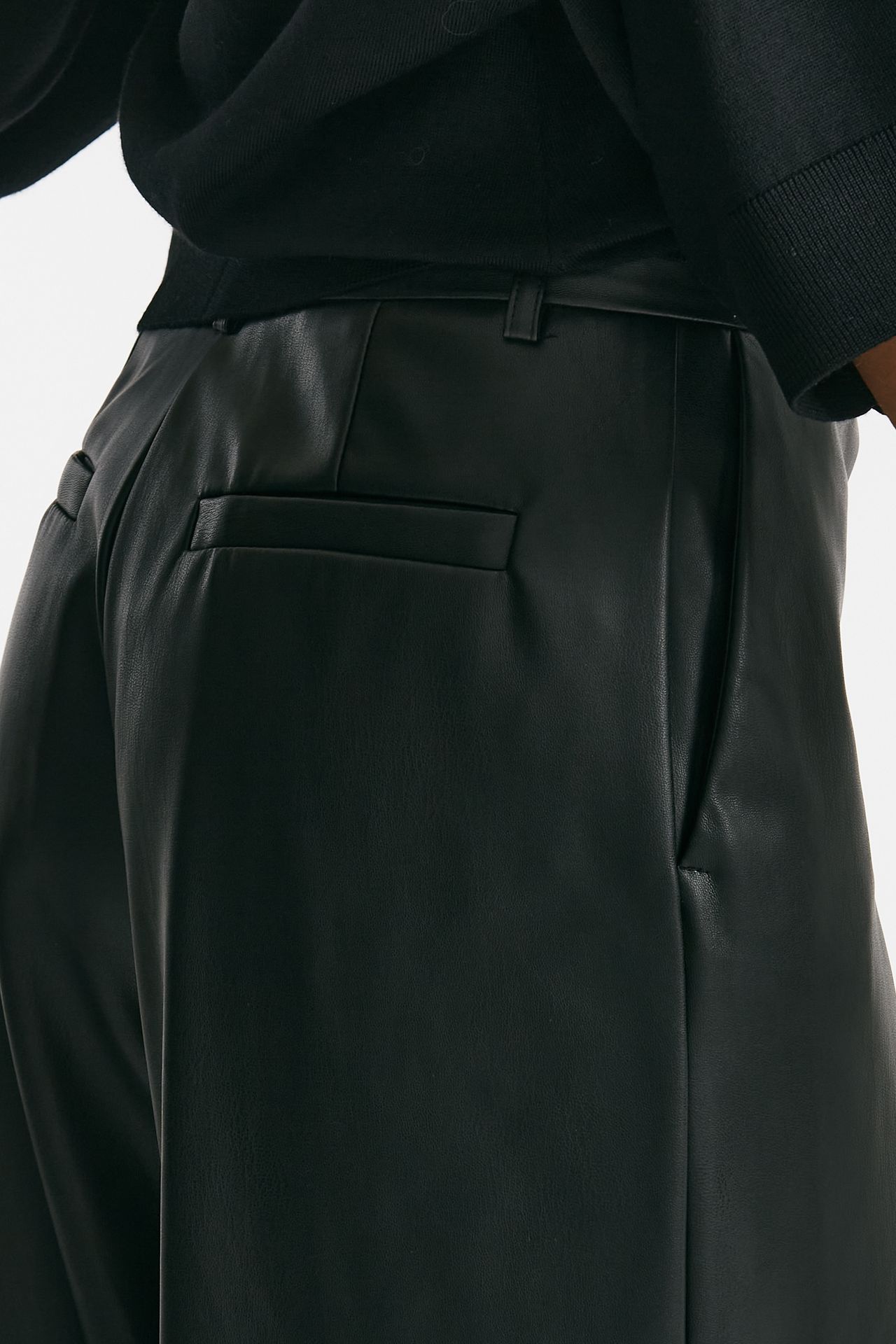 pantalone vita alta ampio eco pelle nero women Nude - 5