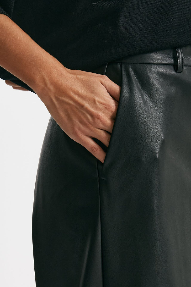 pantalone vita alta ampio eco pelle nero women Nude - 7