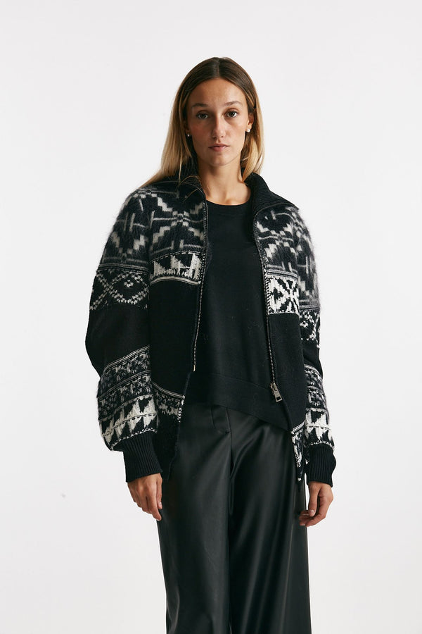 maglia collo alto cardigan jaquard women Nude