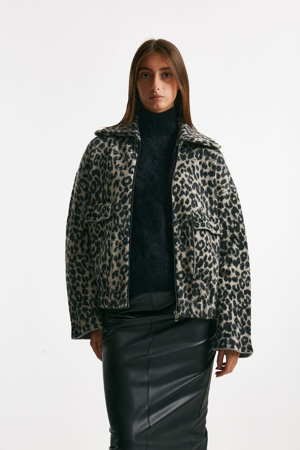 casacca collo ampio animalier women Nude