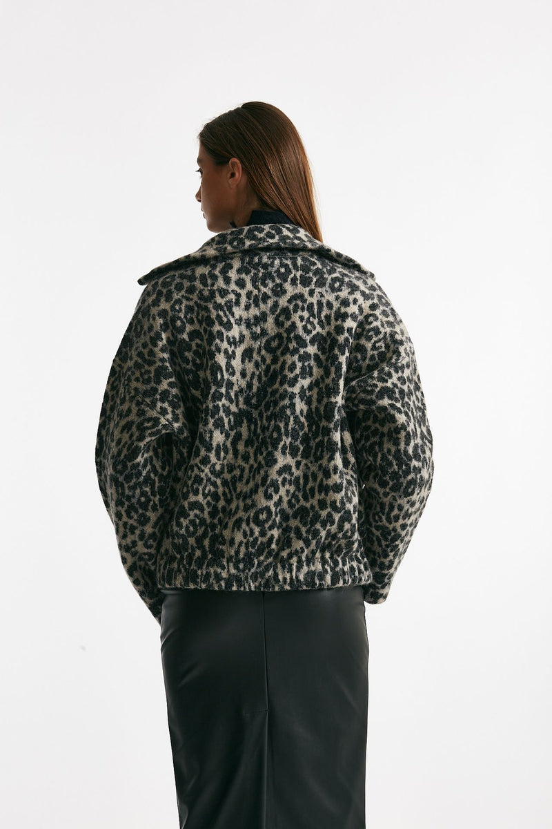 casacca collo ampio animalier women Nude - 3