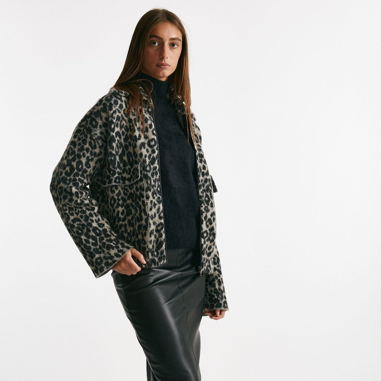 casacca collo ampio animalier women Nude - 8