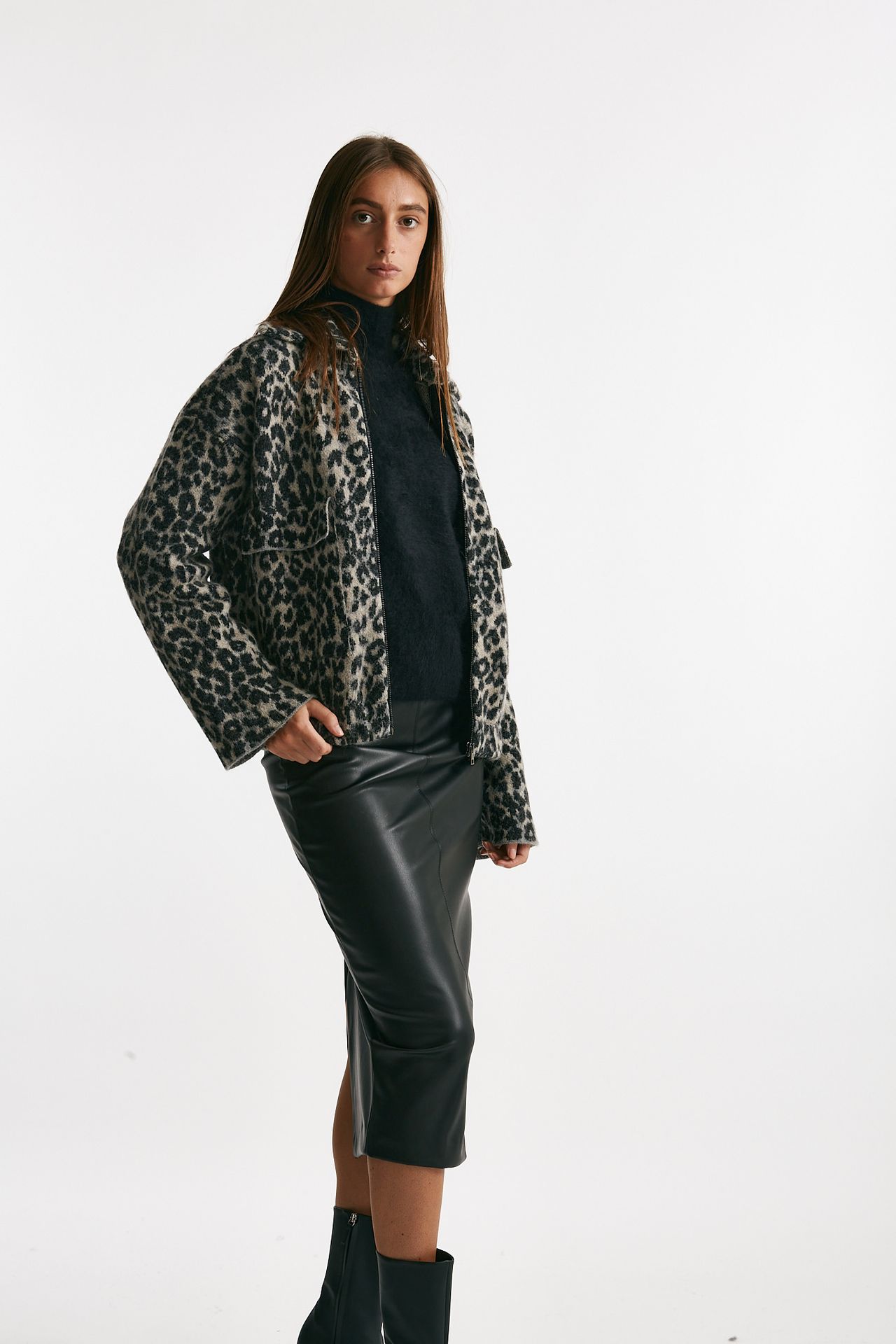casacca collo ampio animalier women Nude - 4