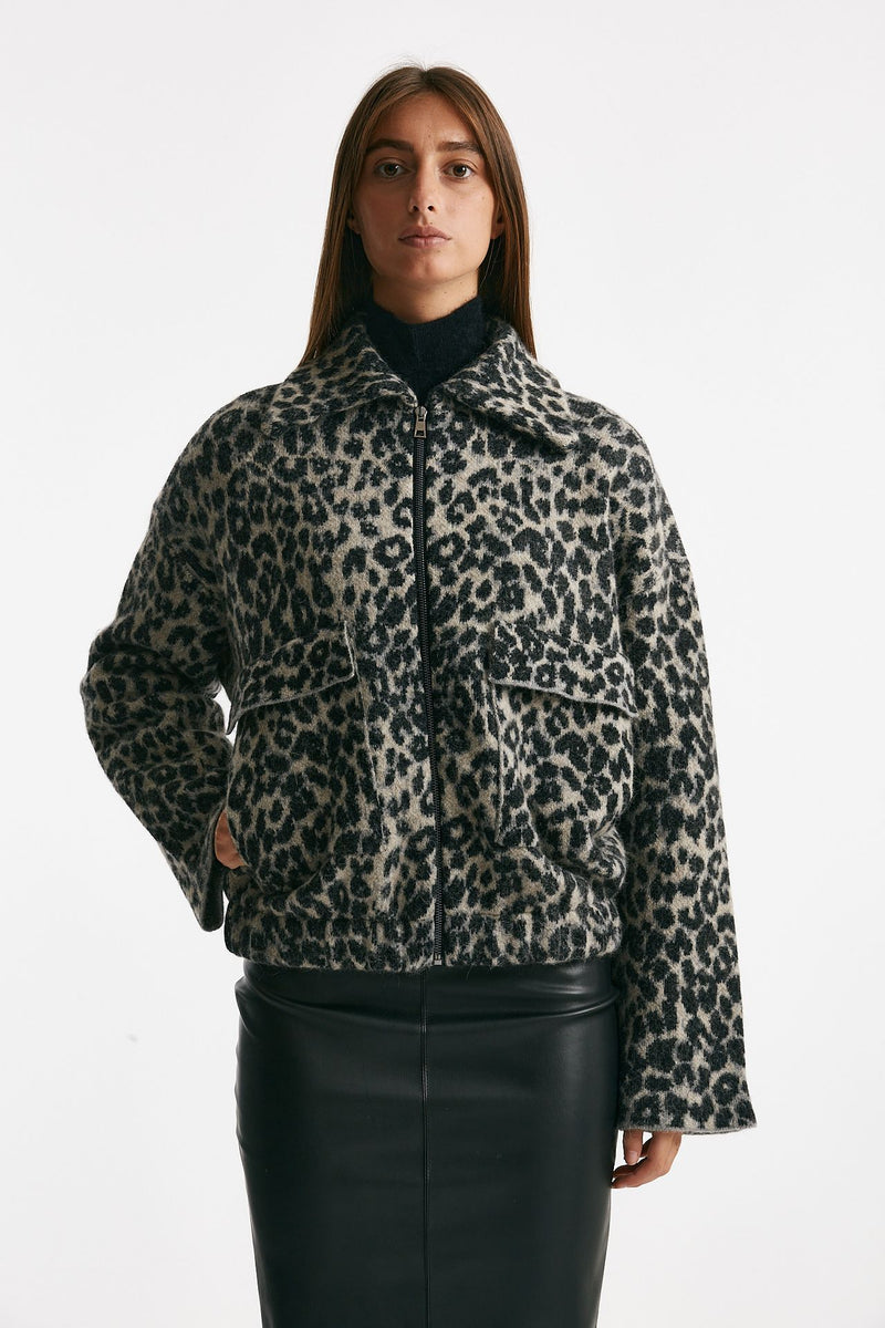 casacca collo ampio animalier women Nude - 5