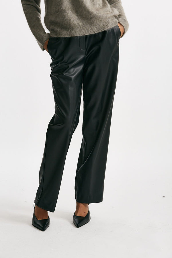 pantalone dritto eco pelle nero women Nude
