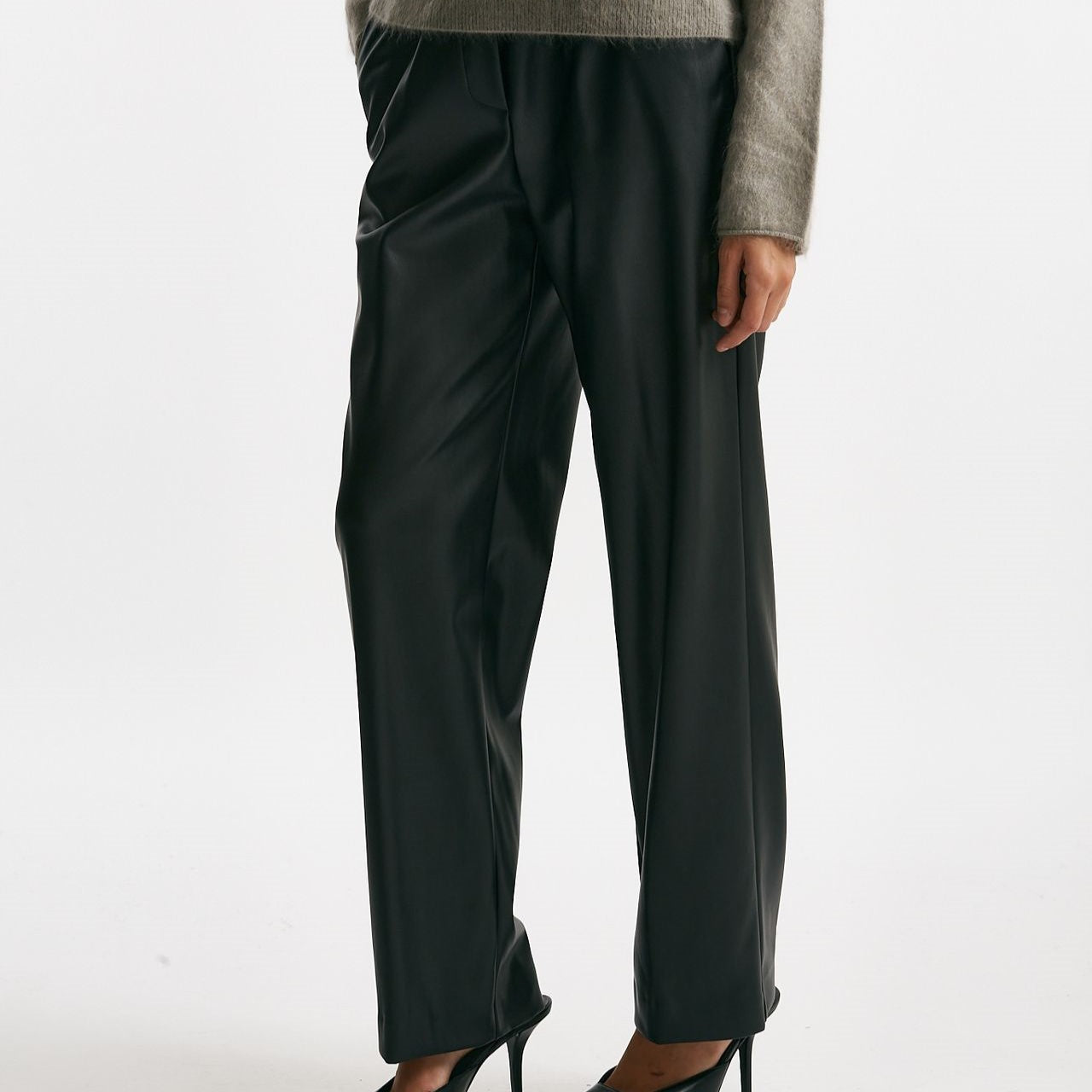 pantalone dritto eco pelle nero women Nude - 6