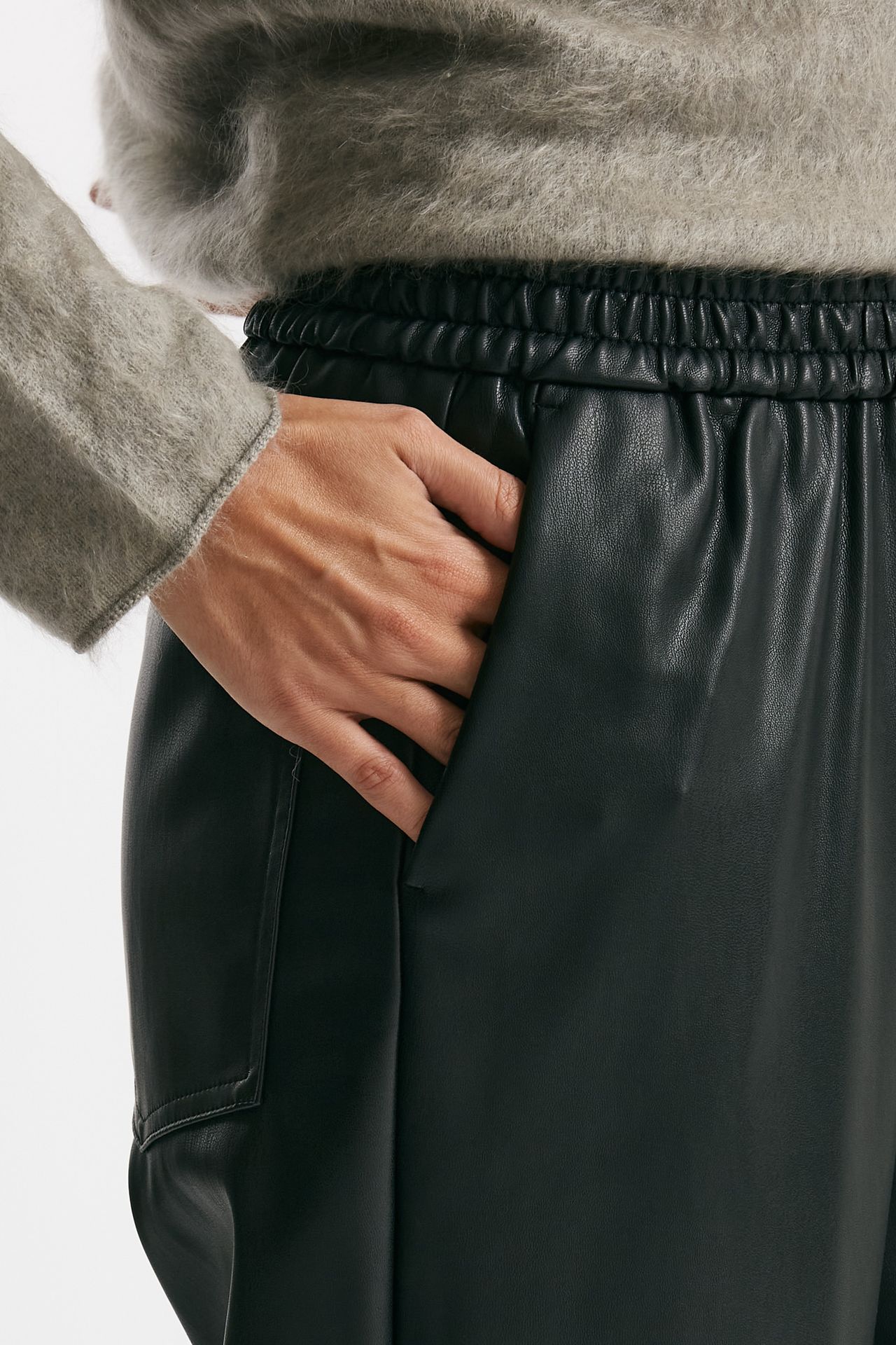 pantalone dritto eco pelle nero women Nude - 4