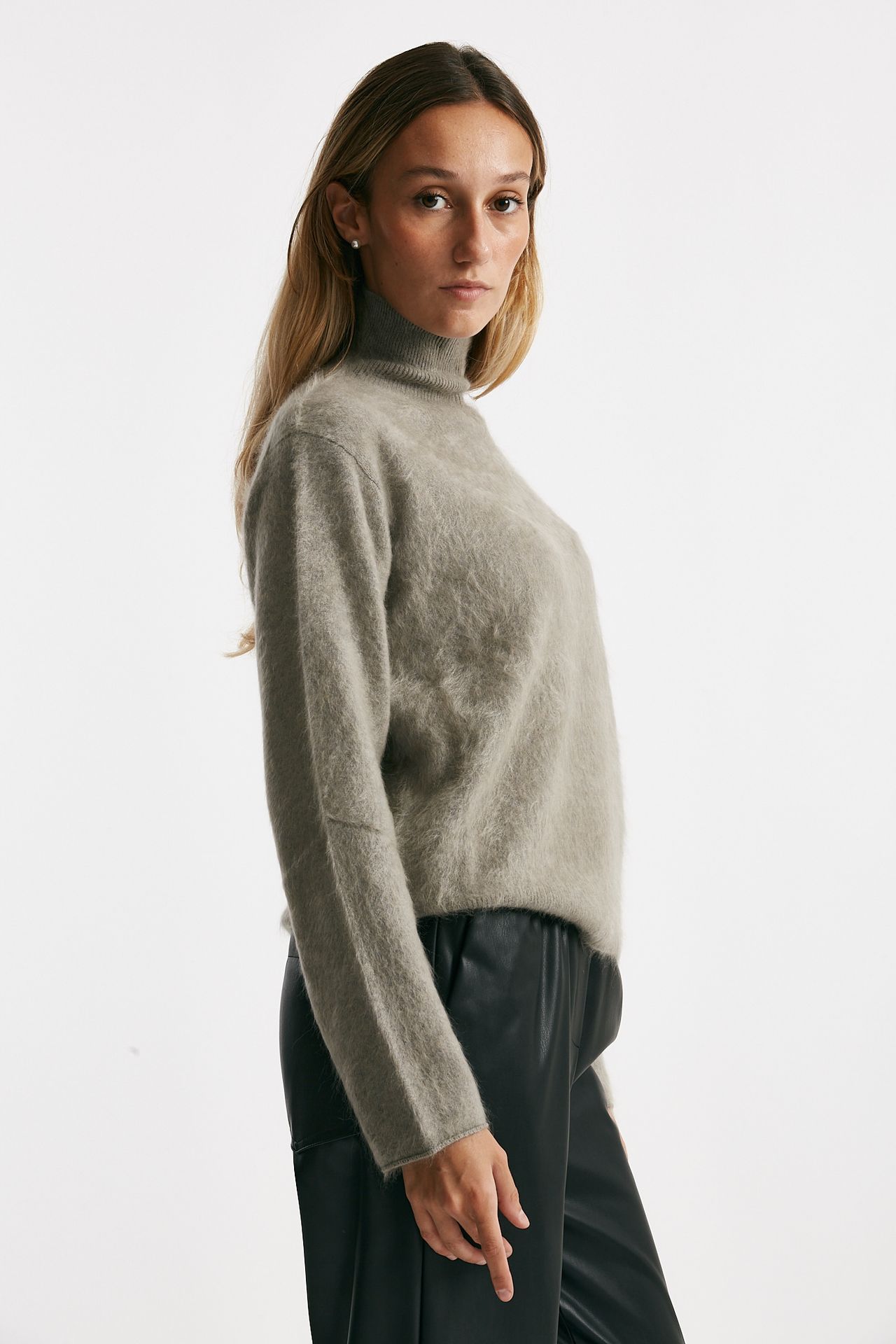 maglia collo alto grigio women Nude - 3