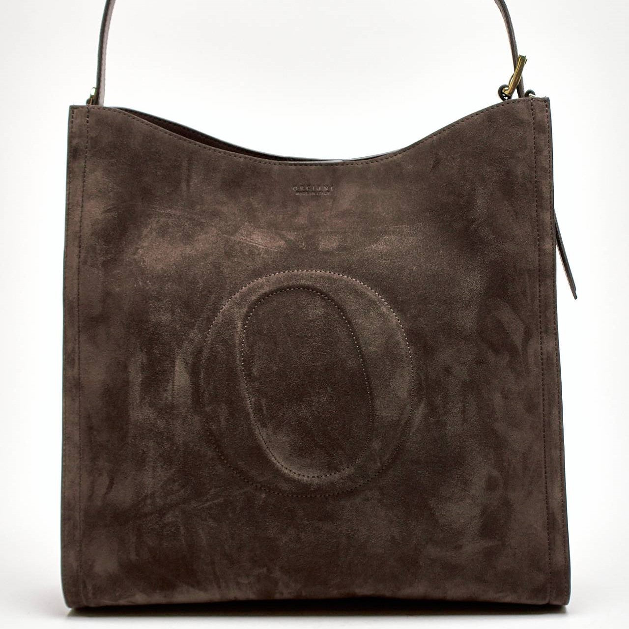 borsa her-opeach large a spalla in suede testa di moro women Orciani - 8