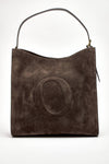 borsa her-opeach large a spalla in suede testa di moro women Orciani - 1