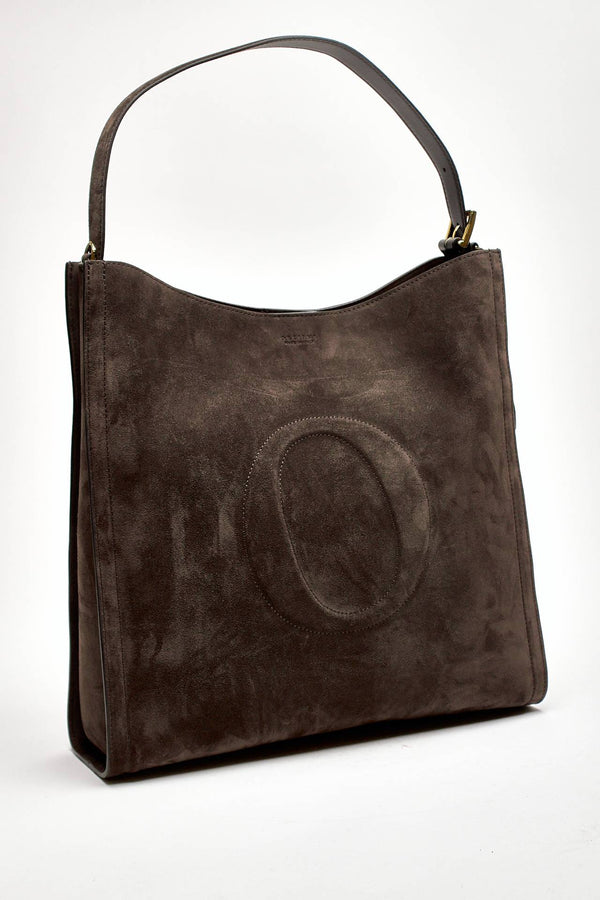 borsa her-opeach large a spalla in suede testa di moro women Orciani