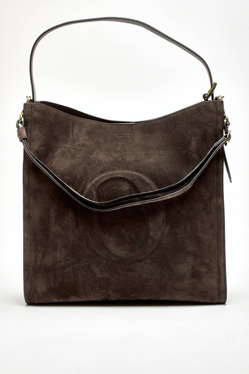 borsa her-opeach large a spalla in suede testa di moro women Orciani - 4
