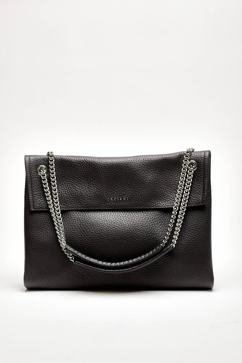 borsa venus soft midi a spalla in pelle martellata nero women Orciani - 1