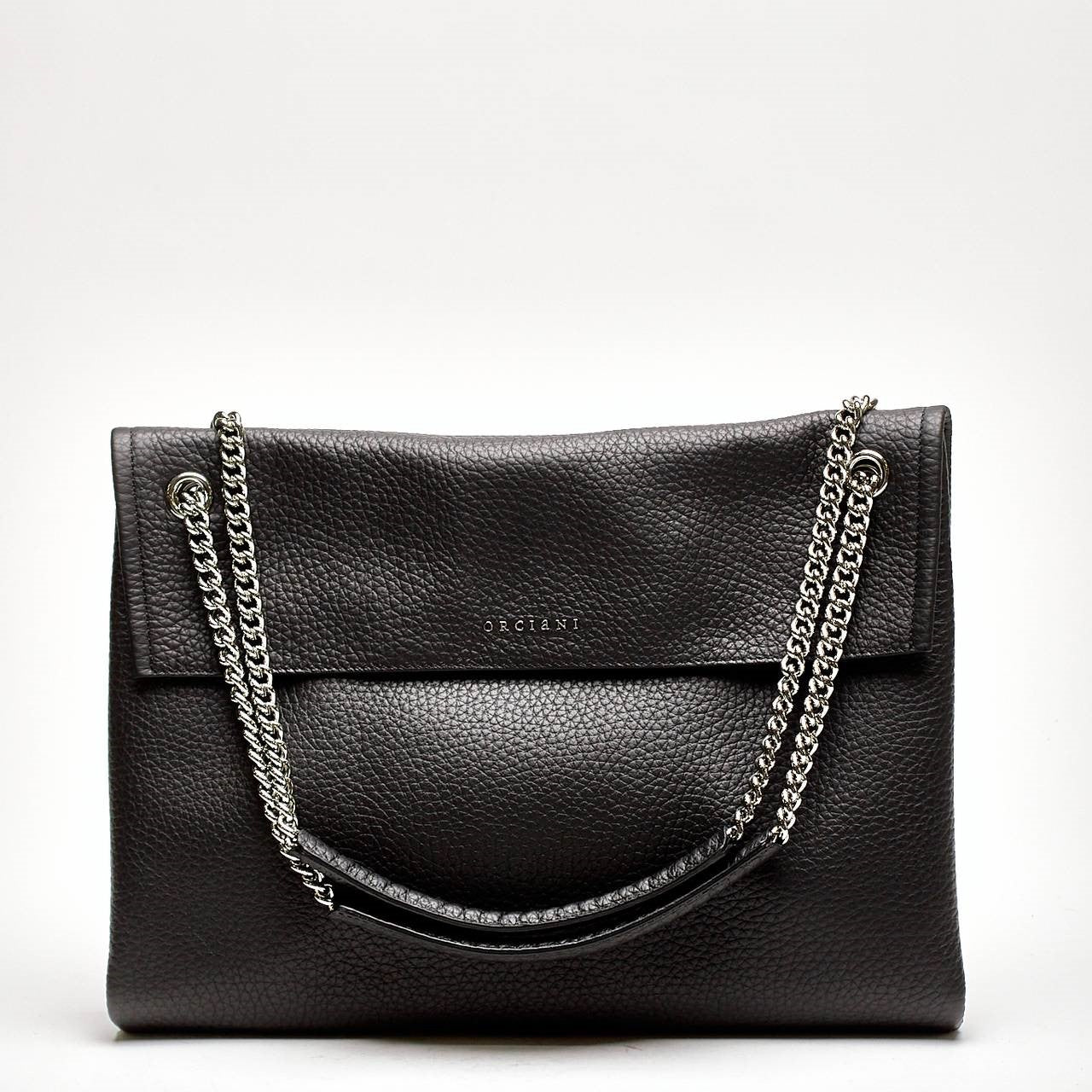 borsa venus soft midi a spalla in pelle martellata nero women Orciani - 7