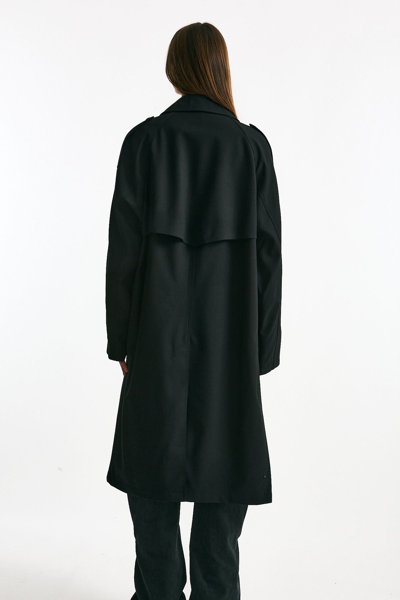 Trench over in lana tecnica nero women Paltò - 3
