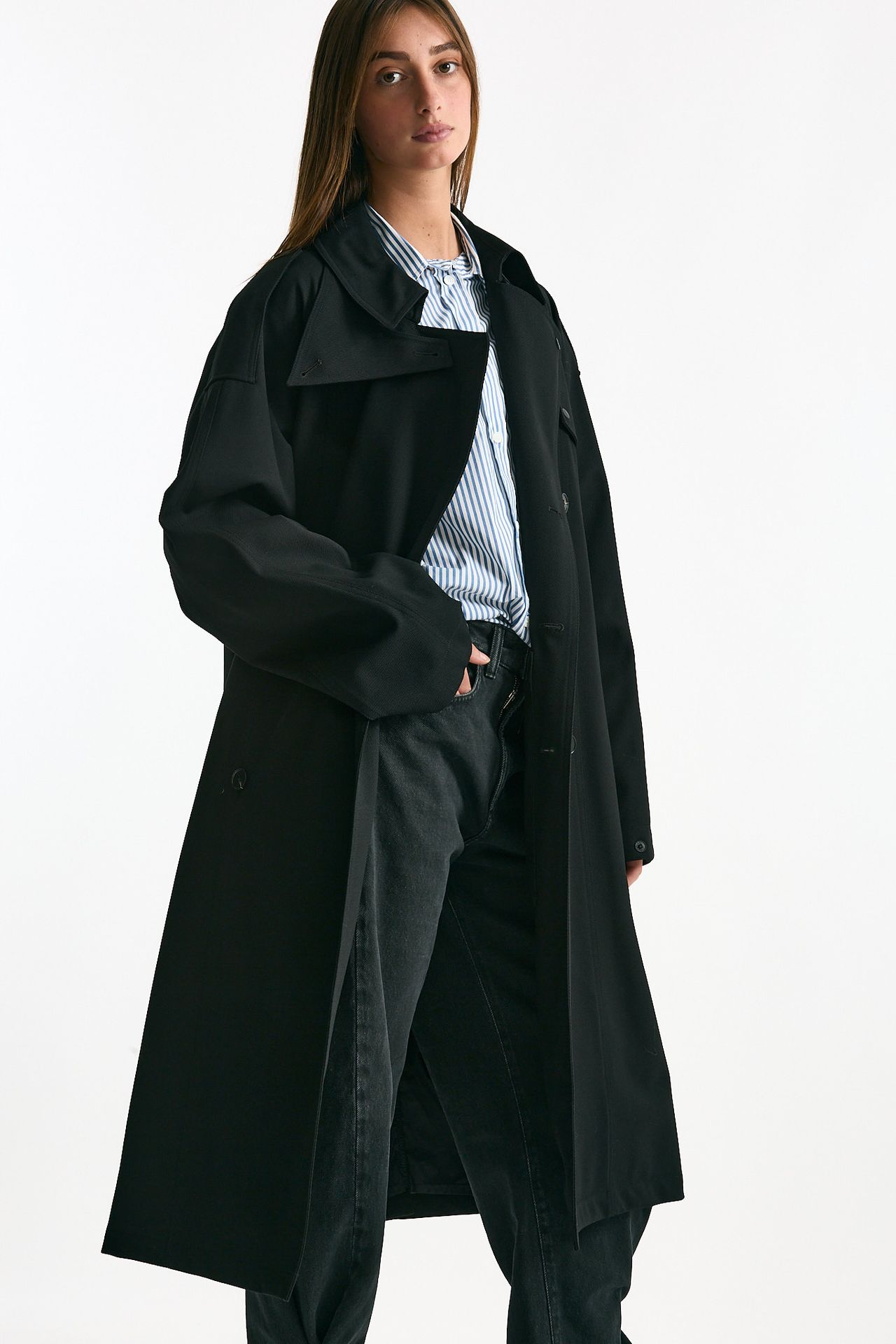 Trench over in lana tecnica nero women Paltò - 4