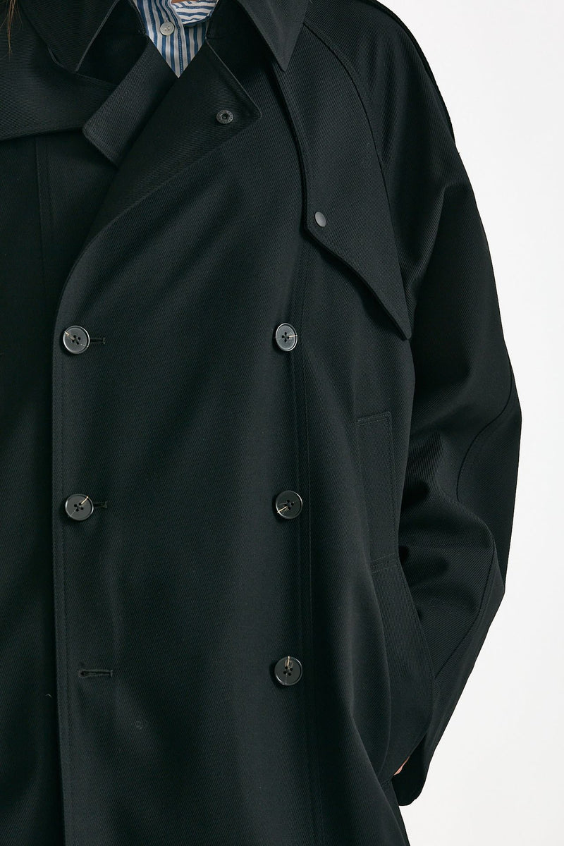 Trench over in lana tecnica nero women Paltò - 7