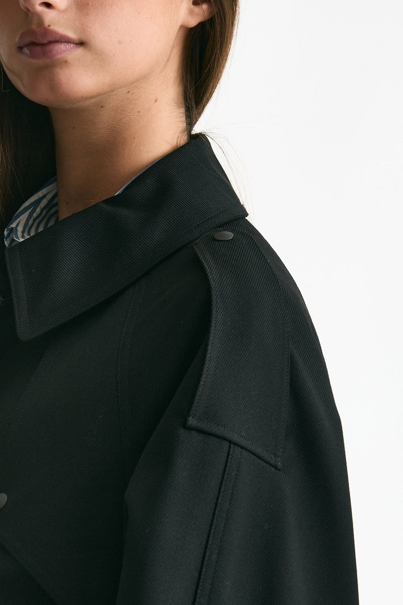 Trench over in lana tecnica nero women Paltò - 9