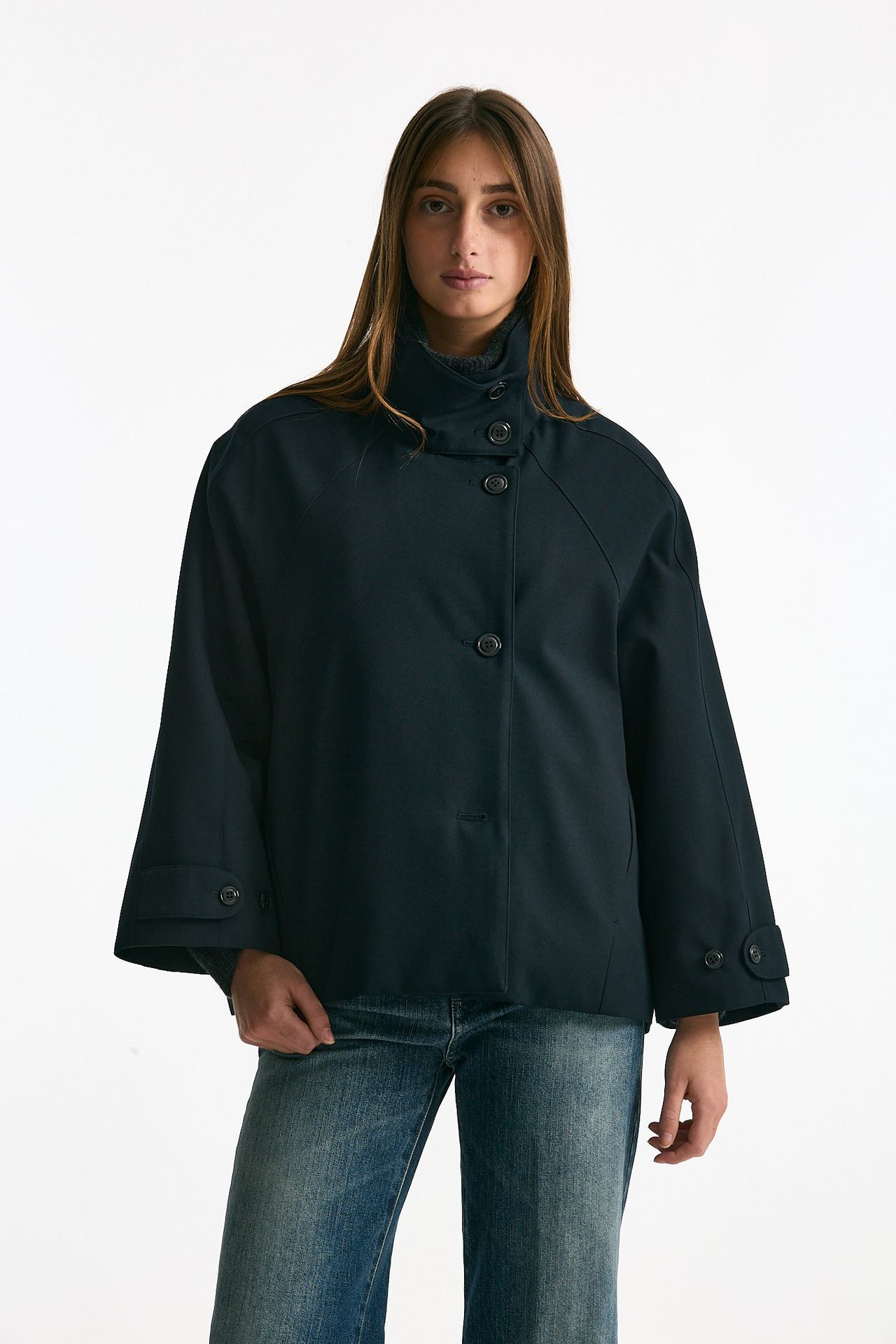 Caban in lana tecnica blu notte women Paltò - 4