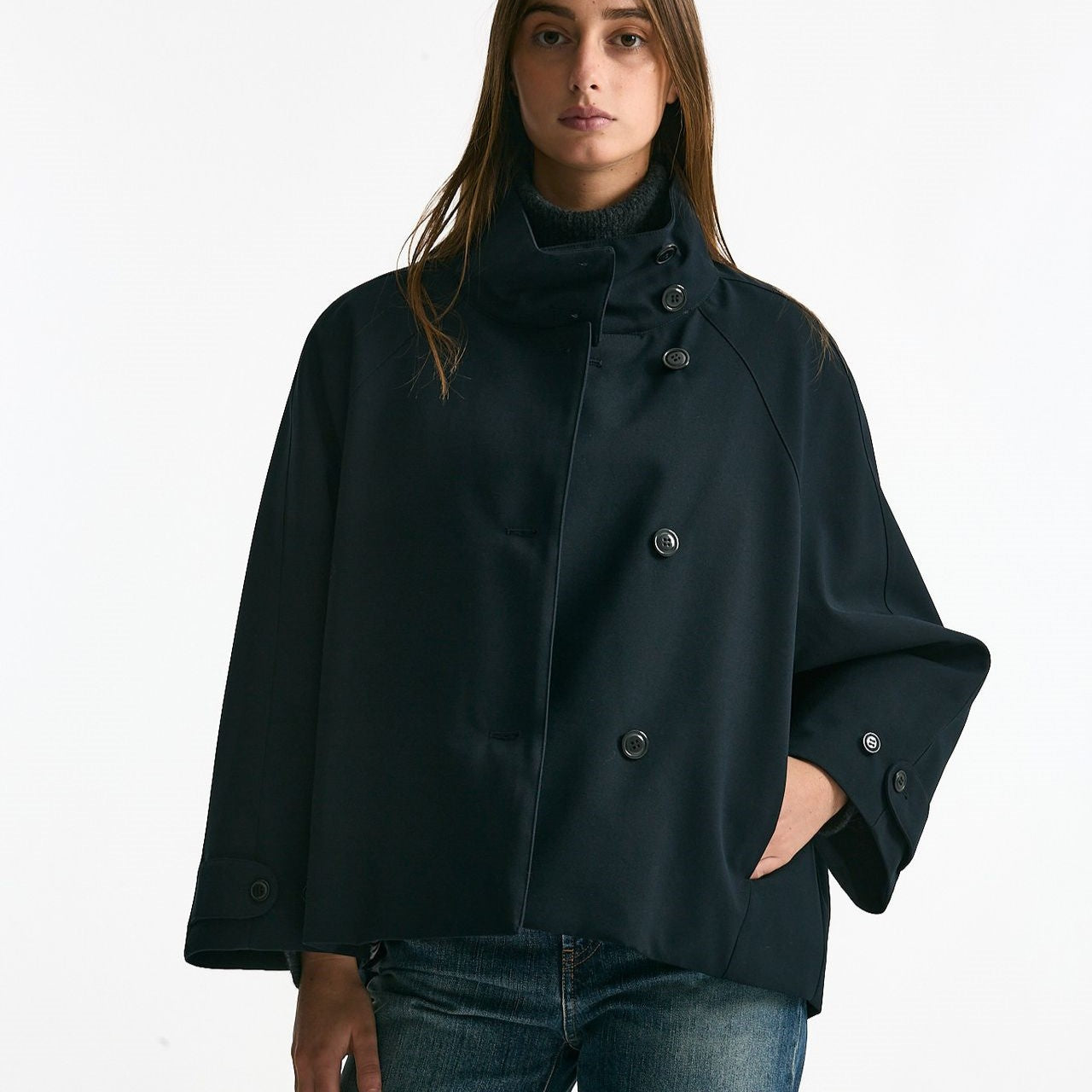 Caban in lana tecnica blu notte women Paltò - 8