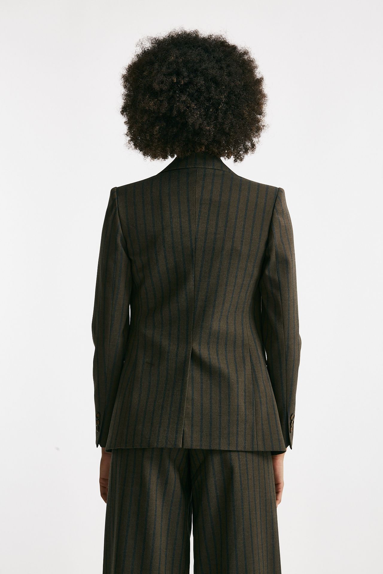 Giacca monopetto gessata marrone e blu women ( p - s ) - 4