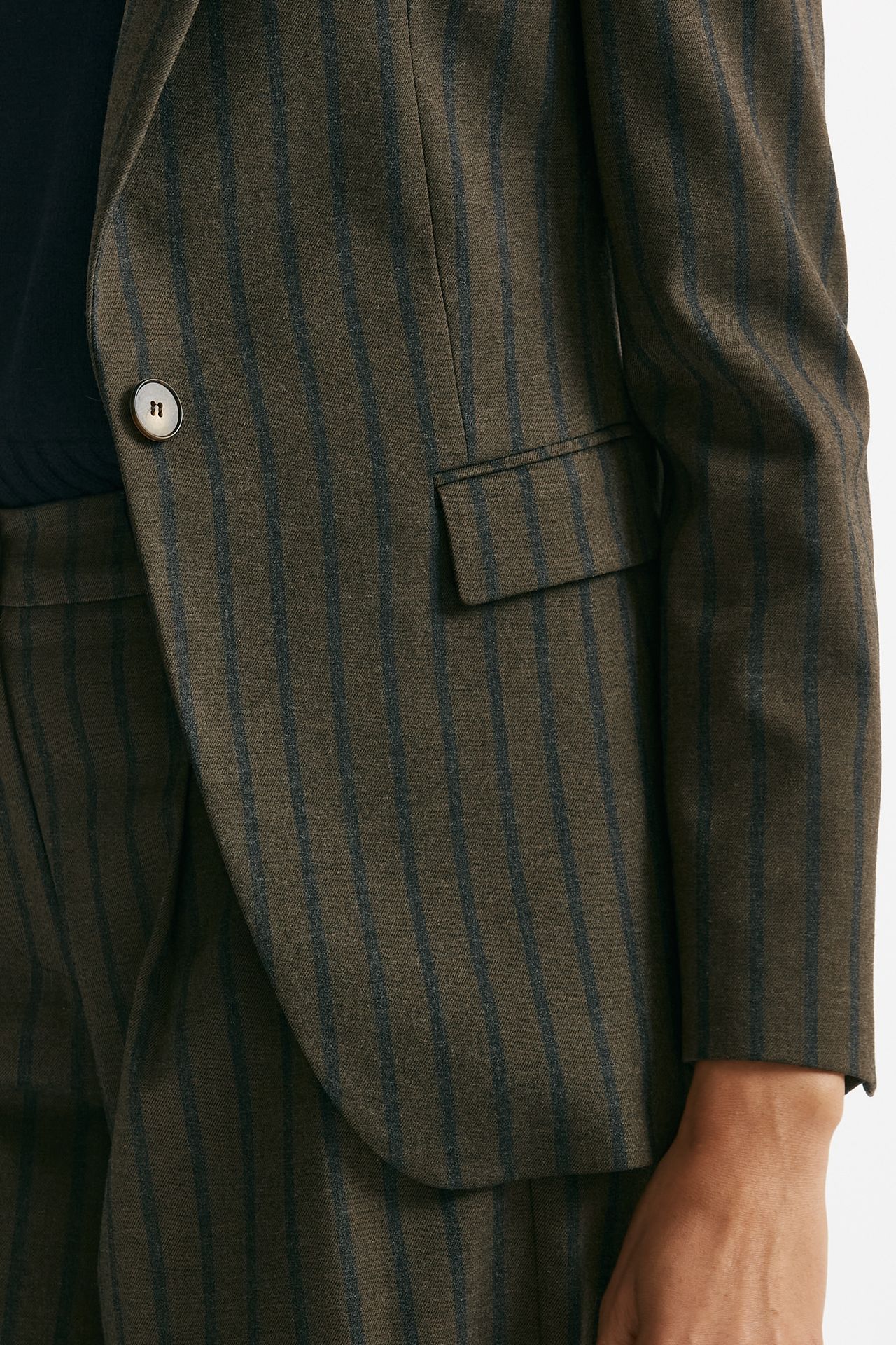 Giacca monopetto gessata marrone e blu women ( p - s ) - 6