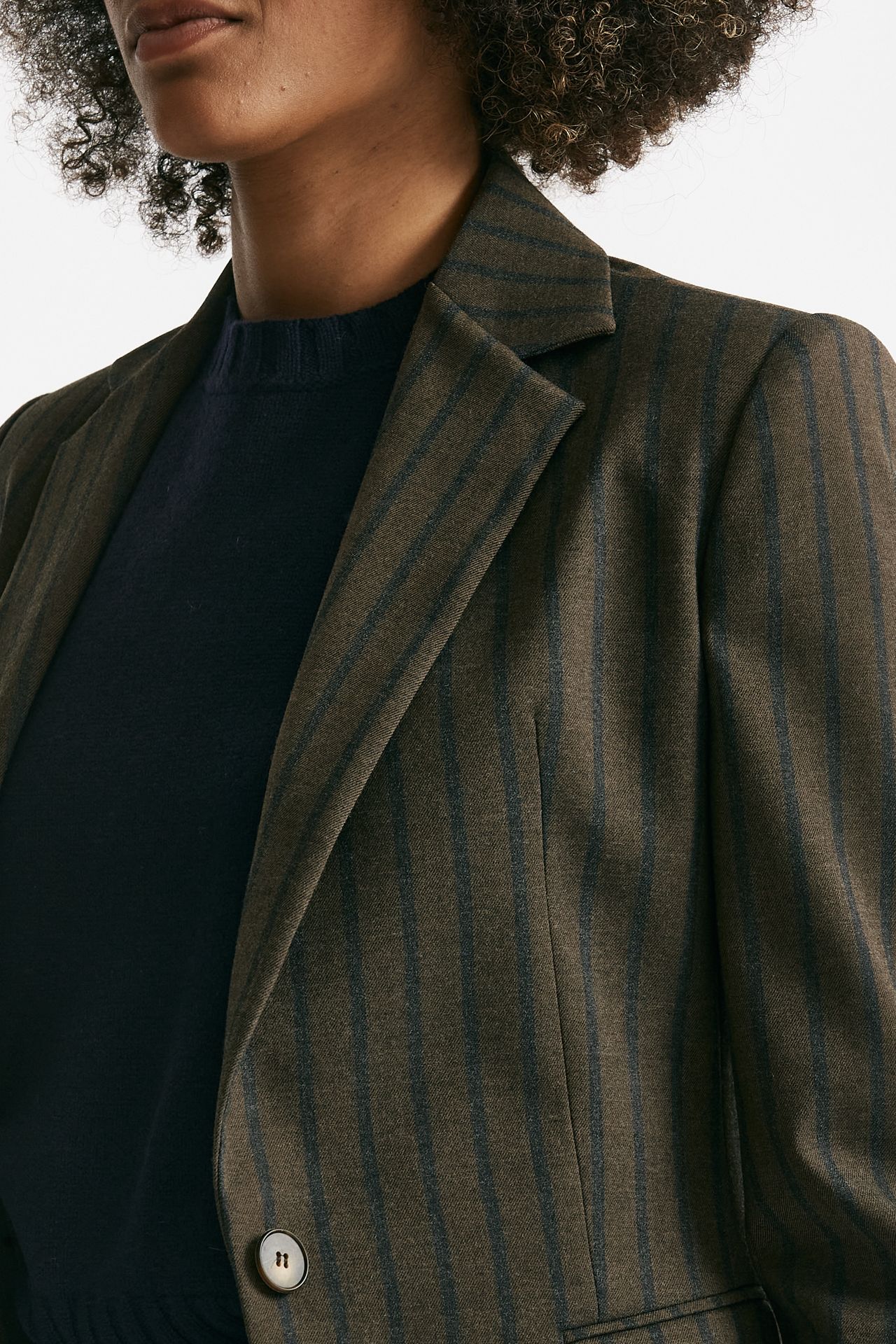 Giacca monopetto gessata marrone e blu women ( p - s ) - 7