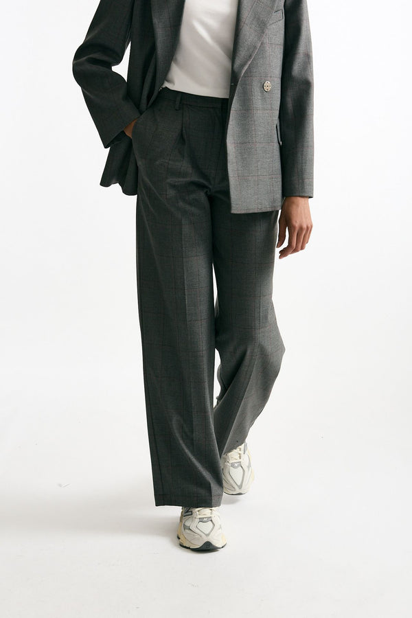 Pantalone palazzo Check bordeaux women ( p - s )