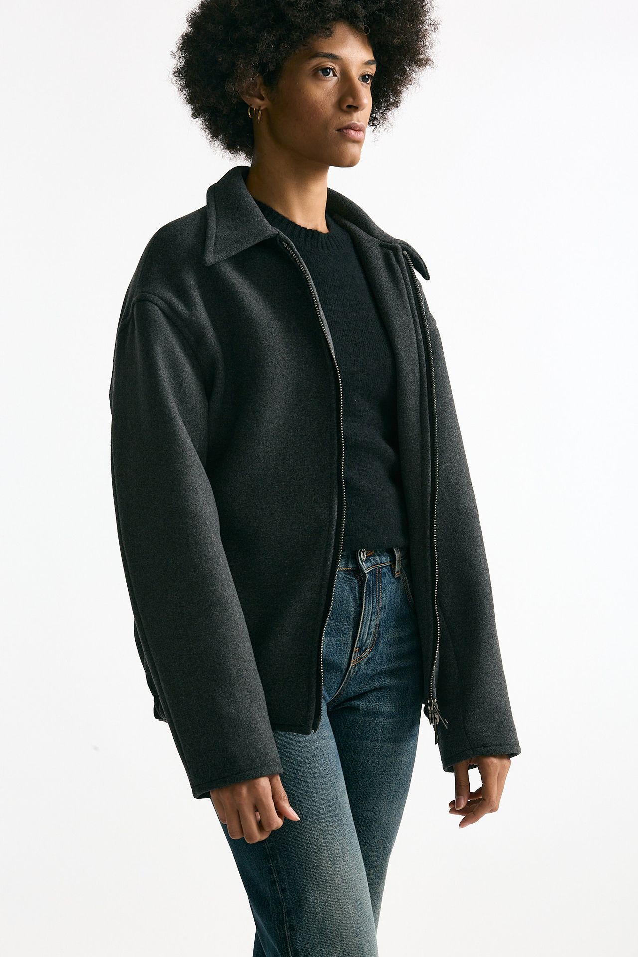 Bomber over in tela di lana antracite women ( p - s ) - 3