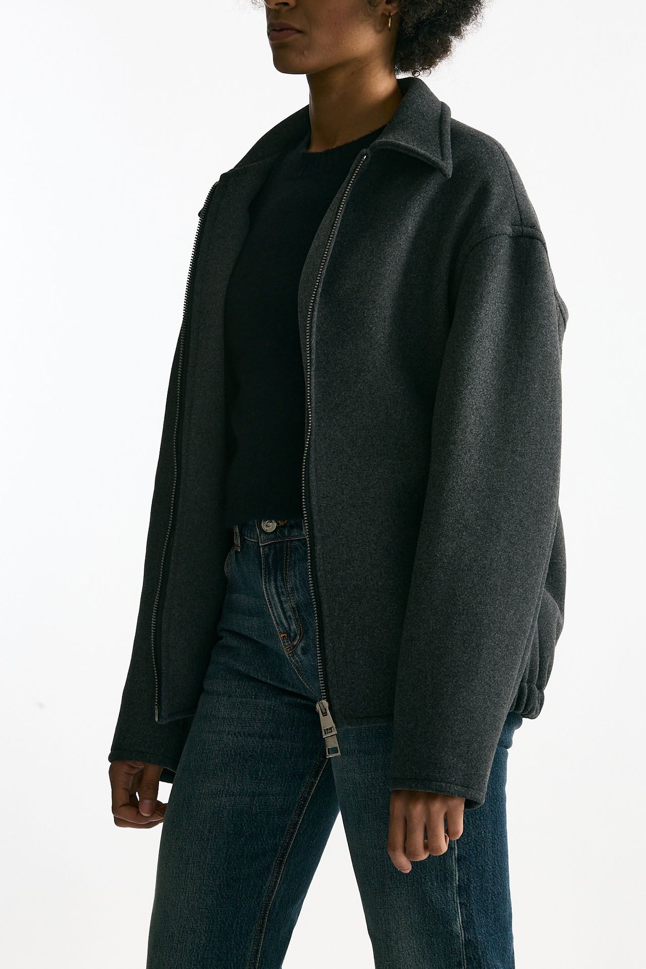 Bomber over in tela di lana antracite women ( p - s ) - 1