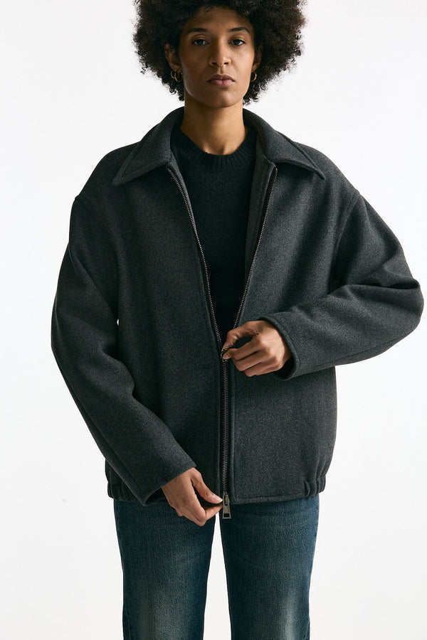 Bomber over in tela di lana antracite women ( p - s )