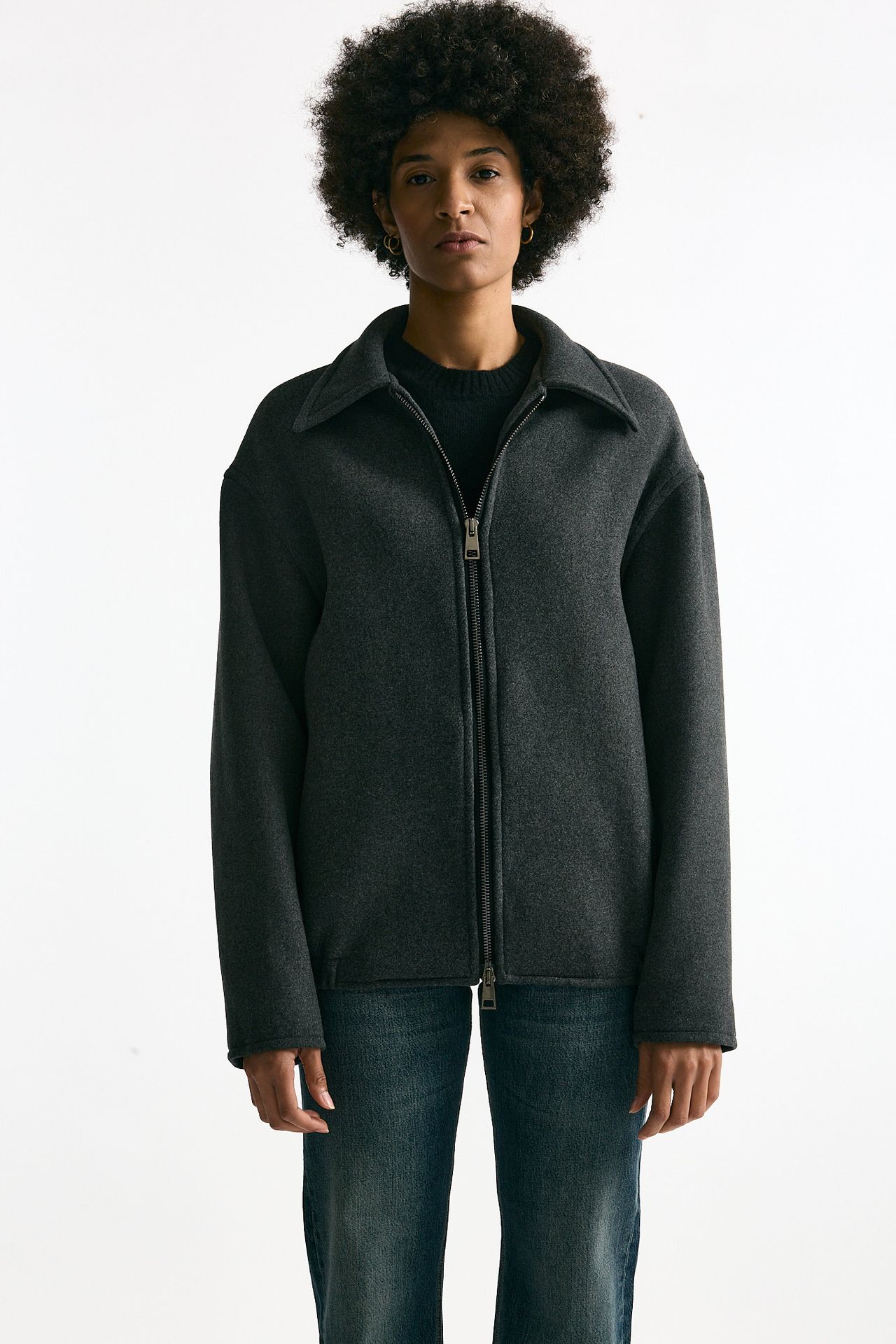 Bomber over in tela di lana antracite women ( p - s ) - 5