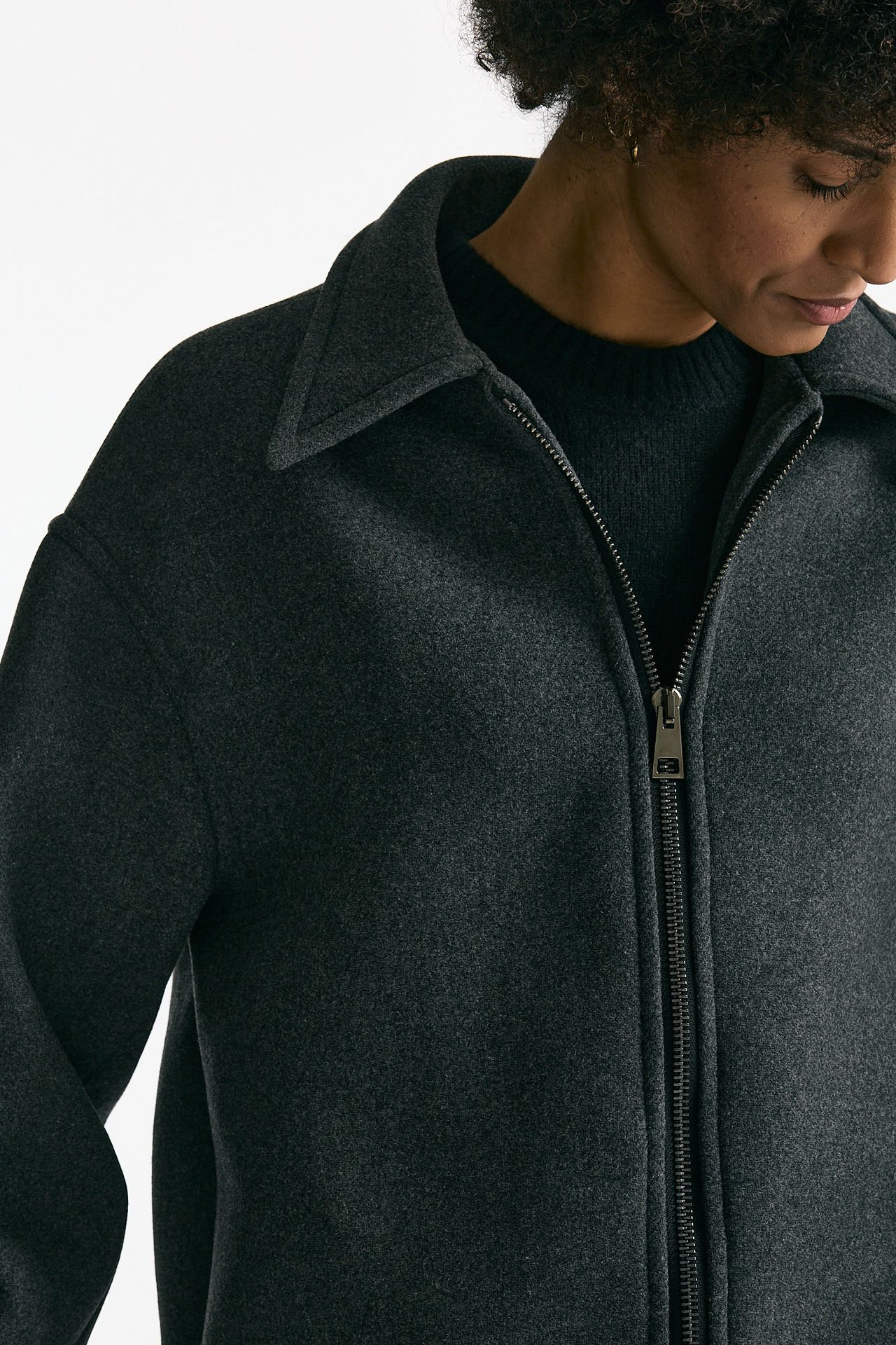 Bomber over in tela di lana antracite women ( p - s ) - 6