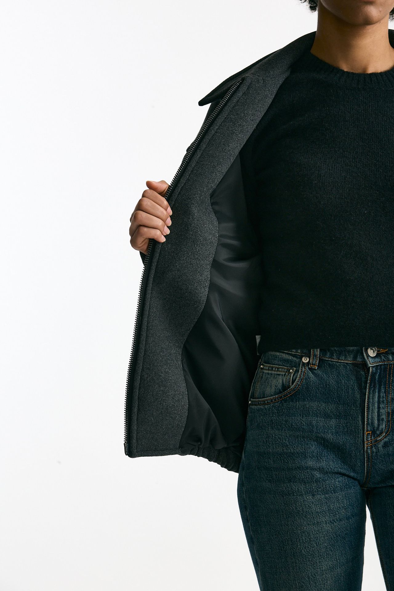 Bomber over in tela di lana antracite women ( p - s ) - 8