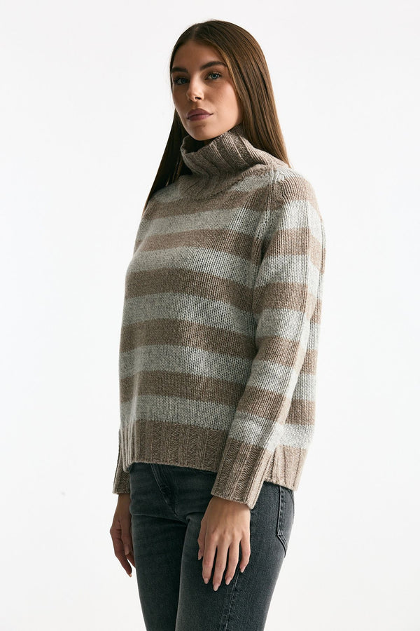 Maglia in lana rigata bicolor women ( p - s )