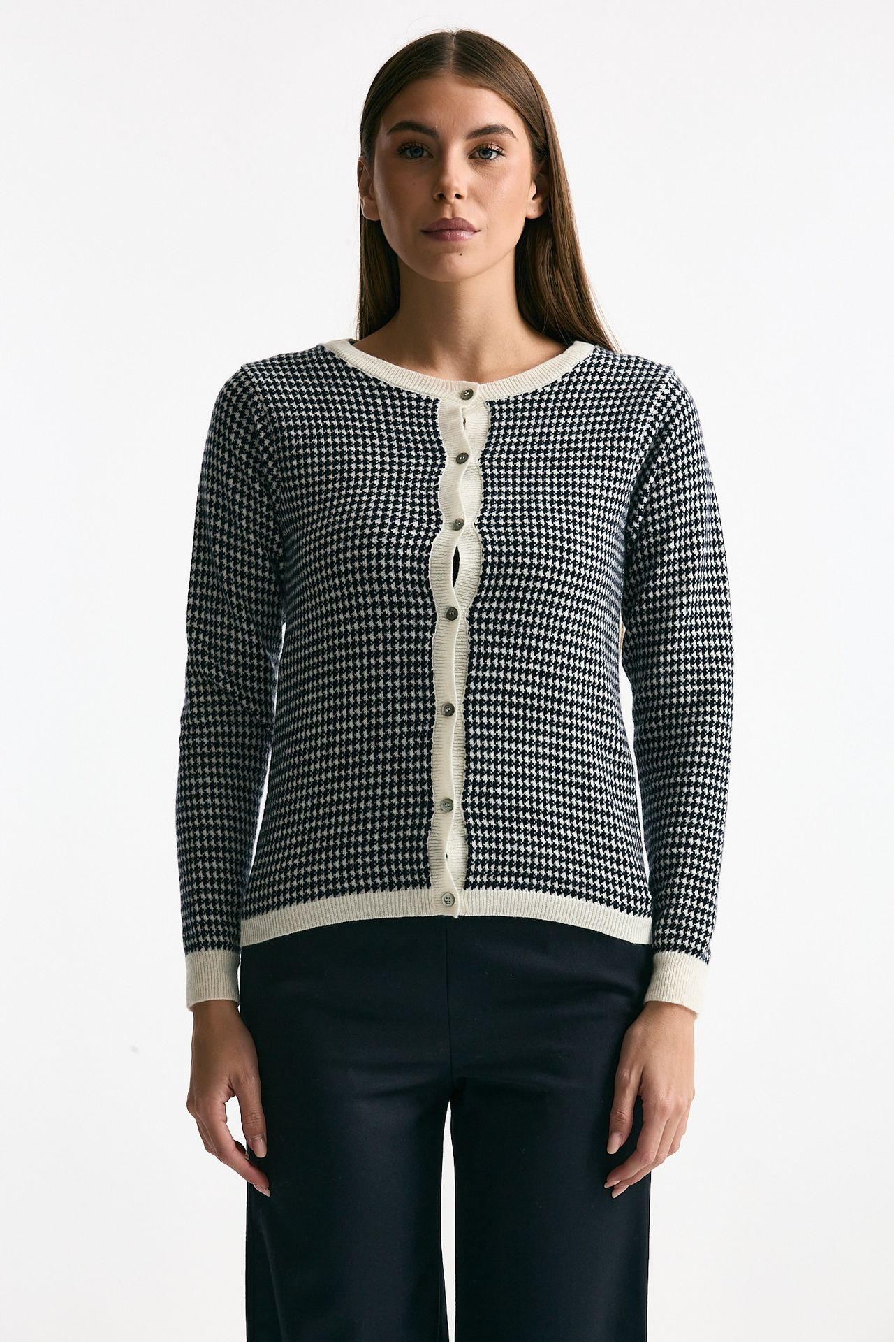 Cardigan pied de poule in cashmere women ( p - s ) - 2